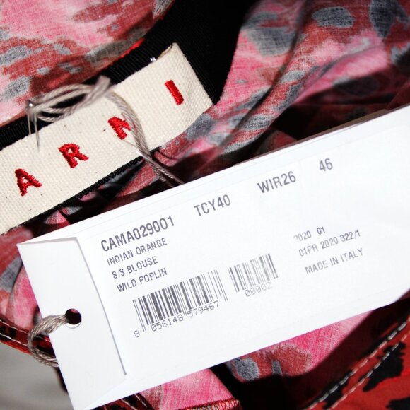 BNWT SS20 MARNI INDIAN ORANGE WILD POPLIN BLOUSE 46 - Picture 6 of 7